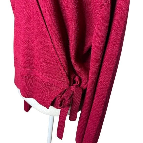 Joie Red V-Neck Sweater with Balloon Sleeves size XL - Picture 3 of 12